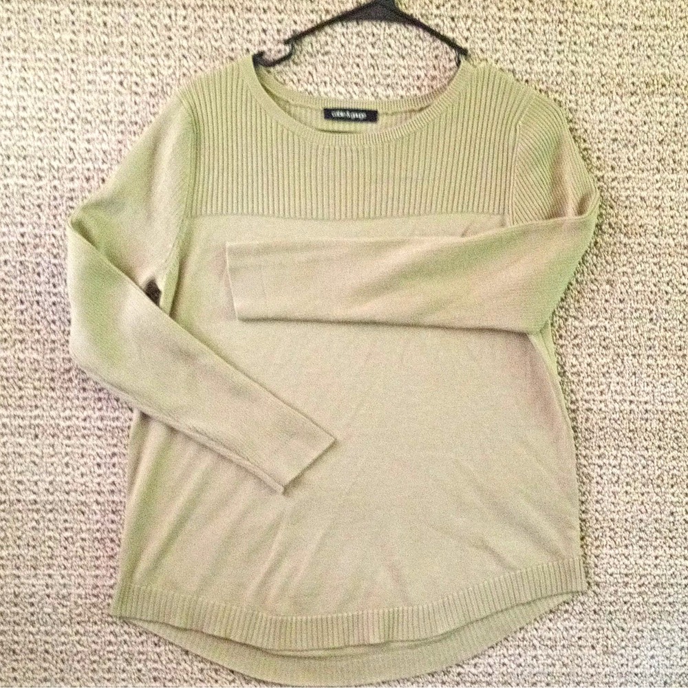 Cable & Gauge Green Ribbed Knit Crew Neck Long Sleeve Pullover Sweater M vin#D13
